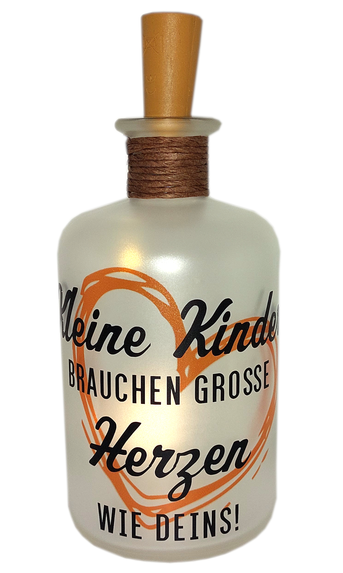 LED-Leuchtflasche Erzieherin Lehrerin Herz Geschenkflasche UV