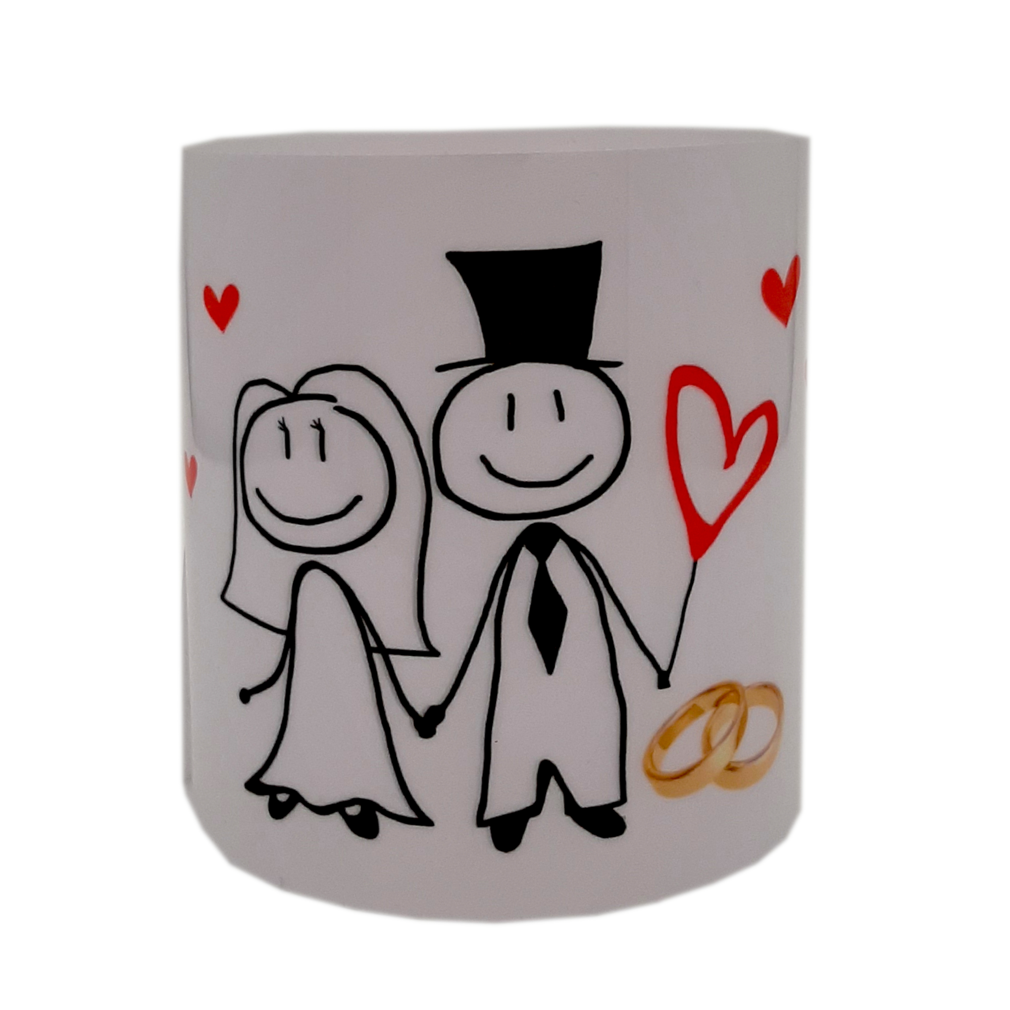 Lichthülle personalisierte Tischdeko zur Hochzeit mit Namen und Datum, 2er Set