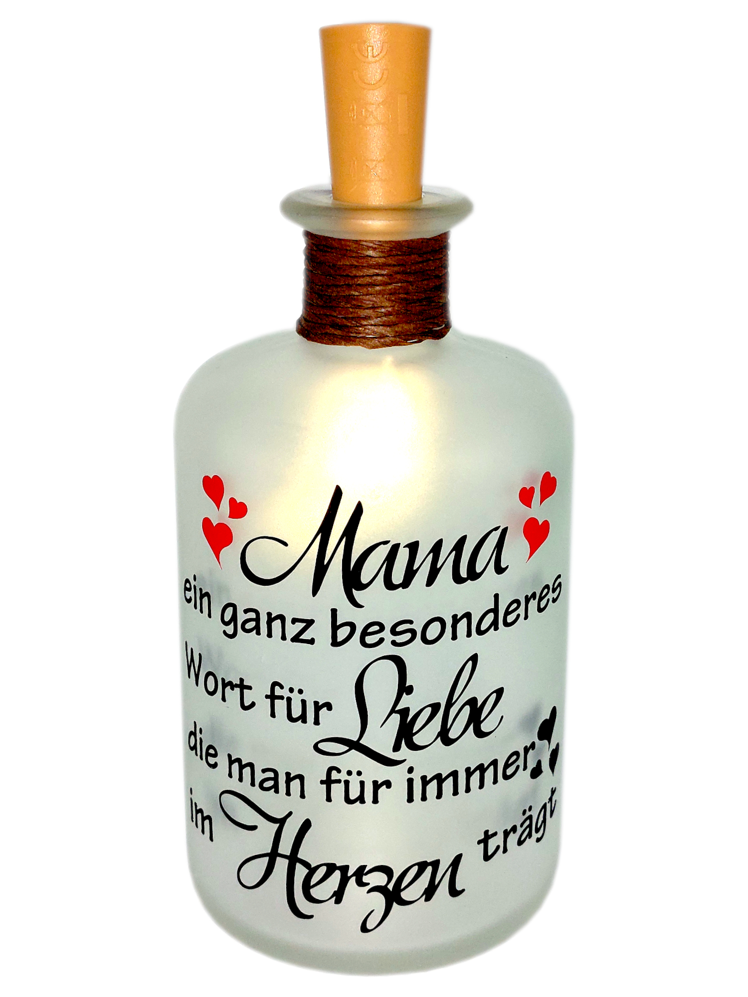 LED-Leuchtflasche Muttertag rot Geschenk Mama Oma Geburtstag Geschenkflasche