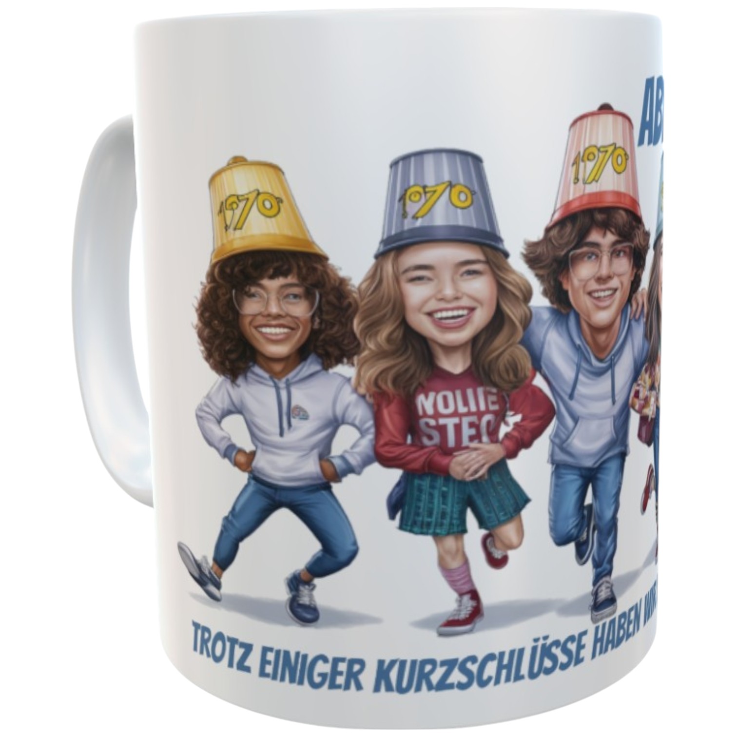 Lustige Abi-Tasse 2025 – Trotz einiger Kurzschlüsse haben wir leuchtend bestanden – Witziges Abitur-Geschenk mit 70er-Lampenschirm
