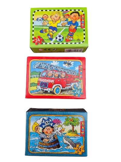 Lutz Mauder Mini Puzzle 3-Set Feuerwehr, Fußball, Pirat