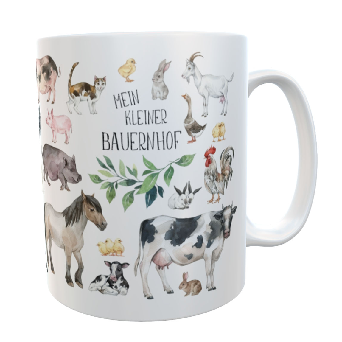 Personalisierte Bauernhoftiere Kinder-Tasse aus leichtem Kunststoff mit Namen und Spruch - Mein kleiner Bauernhof