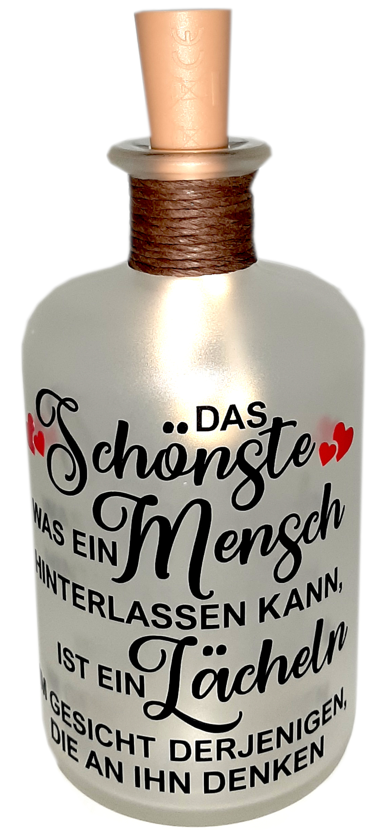 LED-Leuchtflasche Trostkerze Spruch