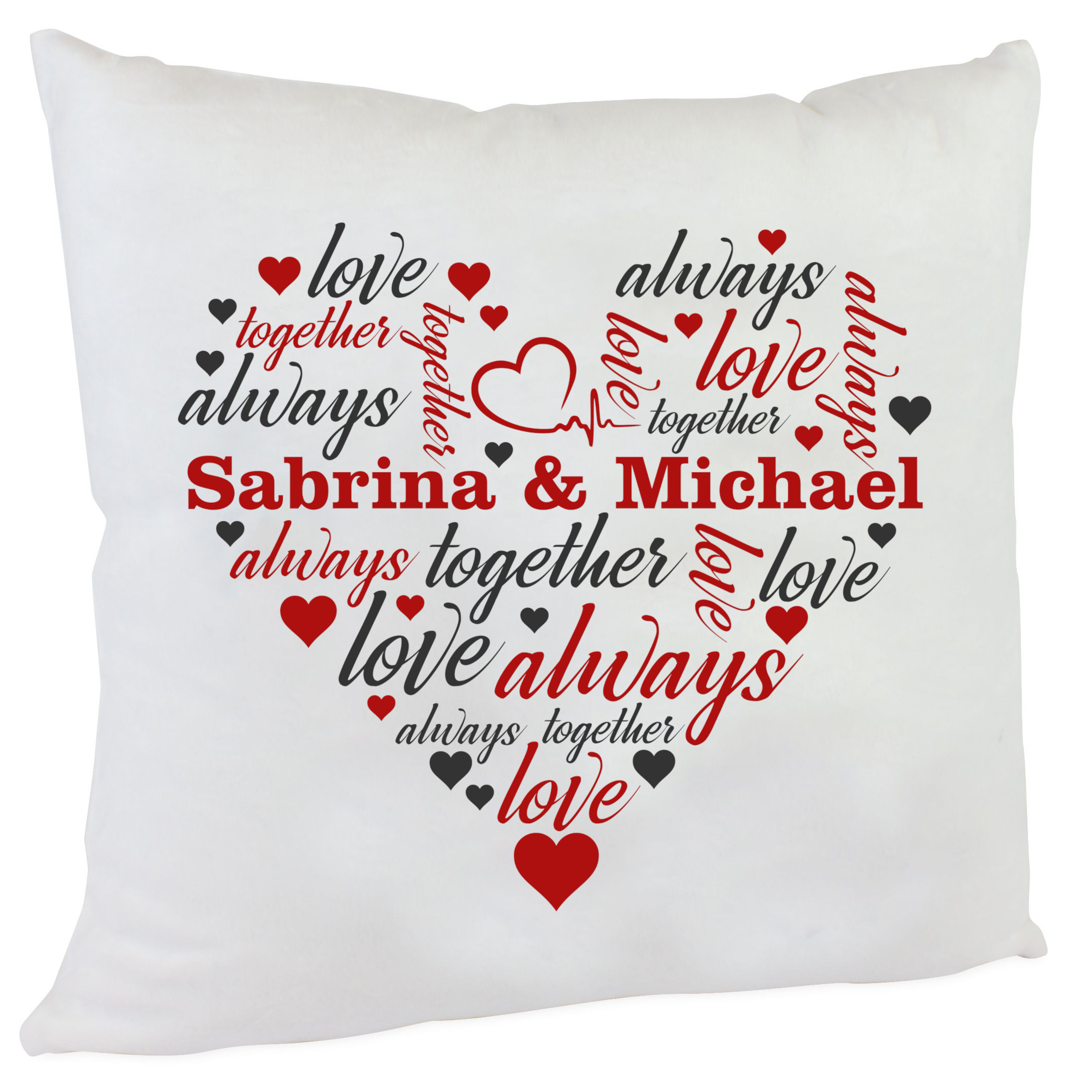 personalisiertes Kuschelkissen Herz always together mit Namen