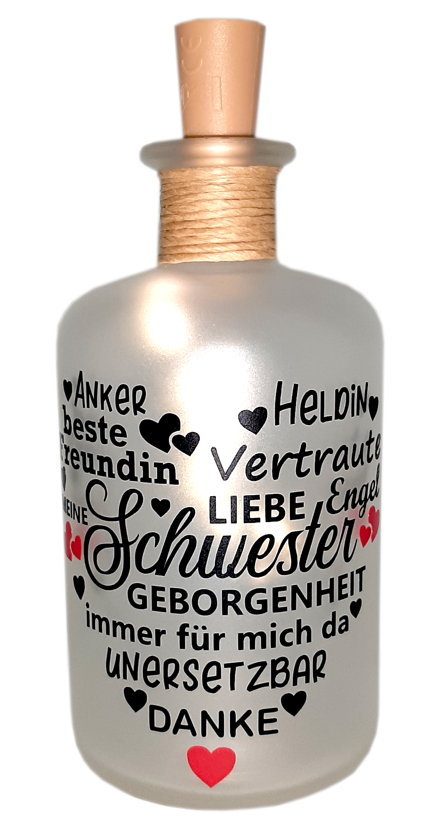 LED-Leuchtflasche Schwester schwarz rot