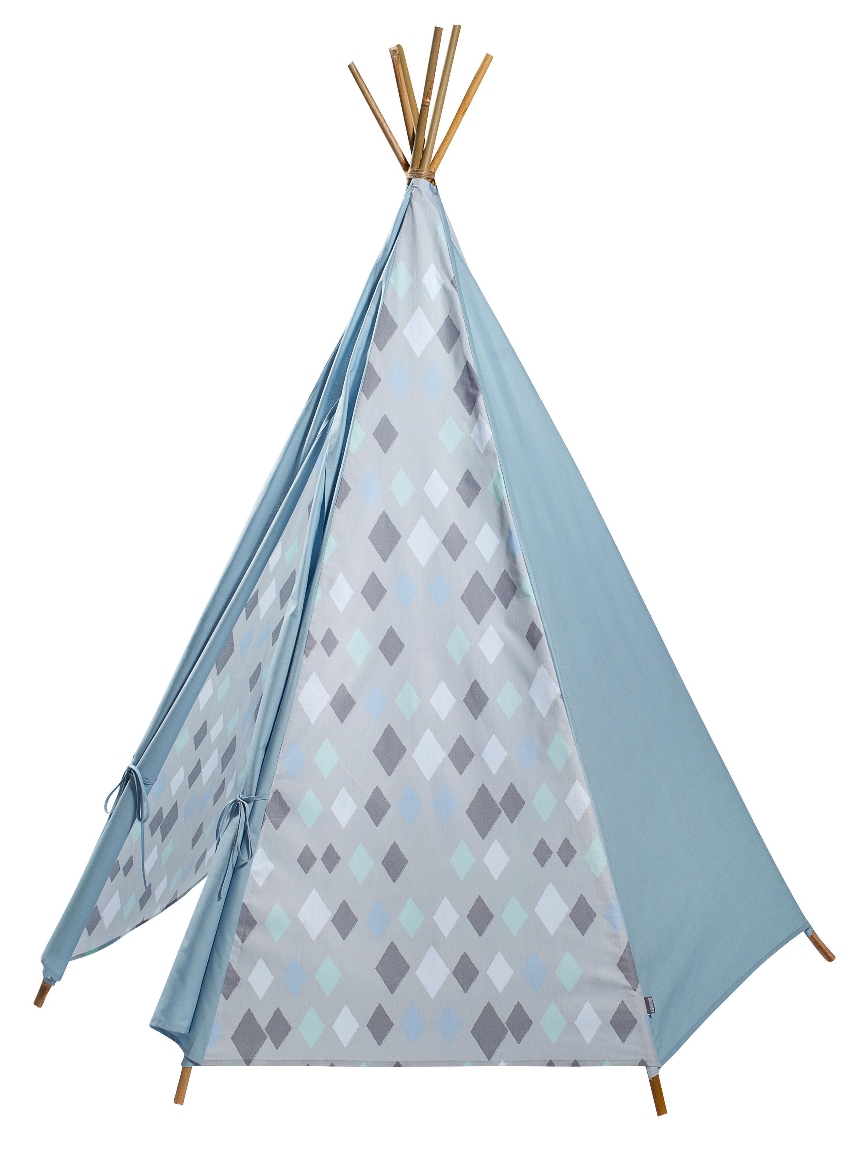 Kidsdepot Zimmerzelt Tipi Rauten hellblau
