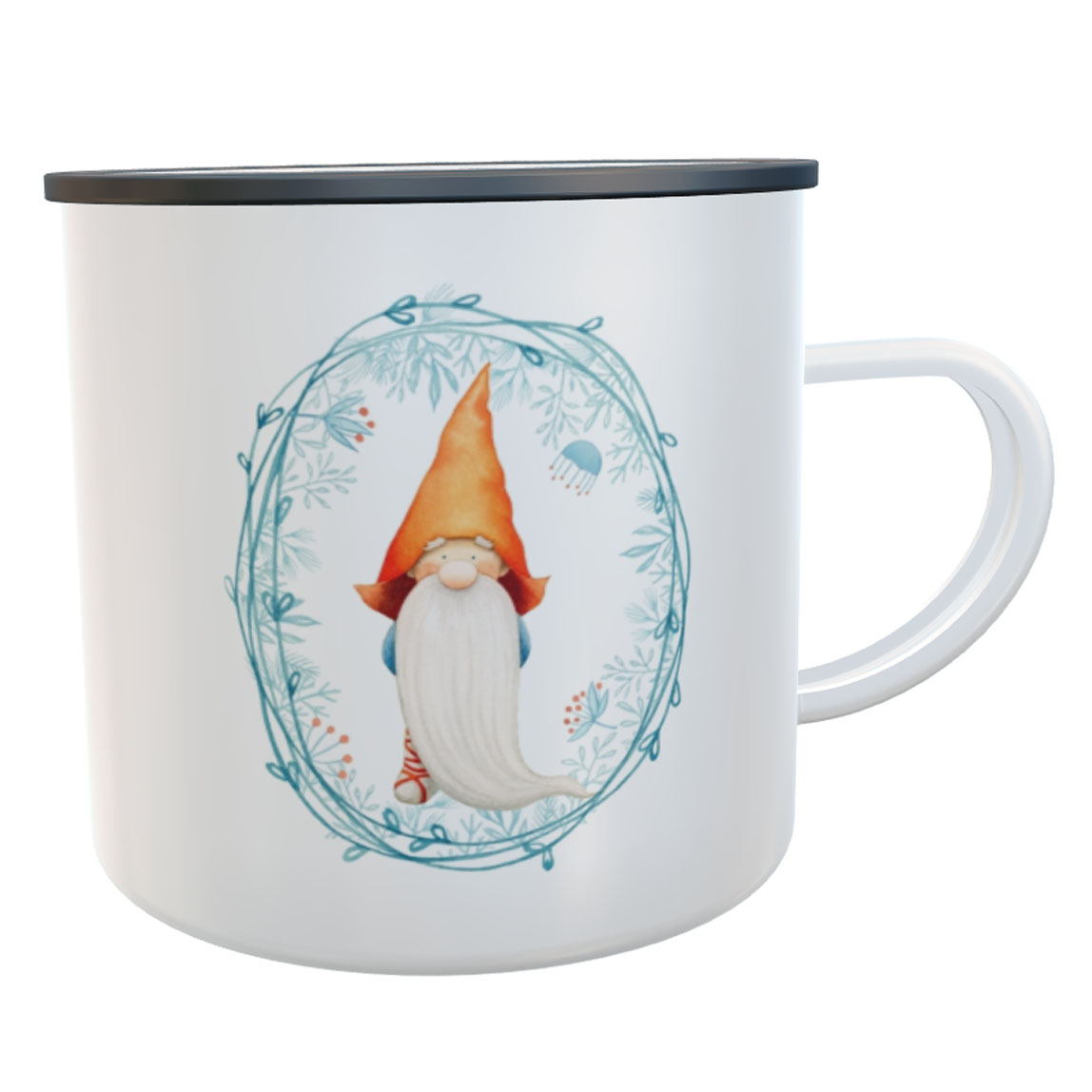 Emaille-Tasse Wichtel