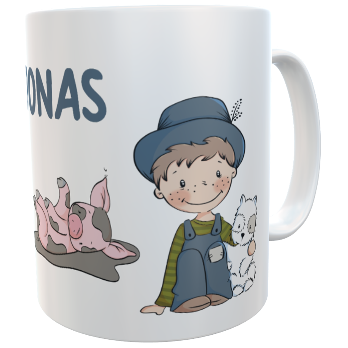 Kindertasse Traktor Bauernhof boy emmapünktchen mit Wunschname, inkl. Geschenkverpackung Keramik