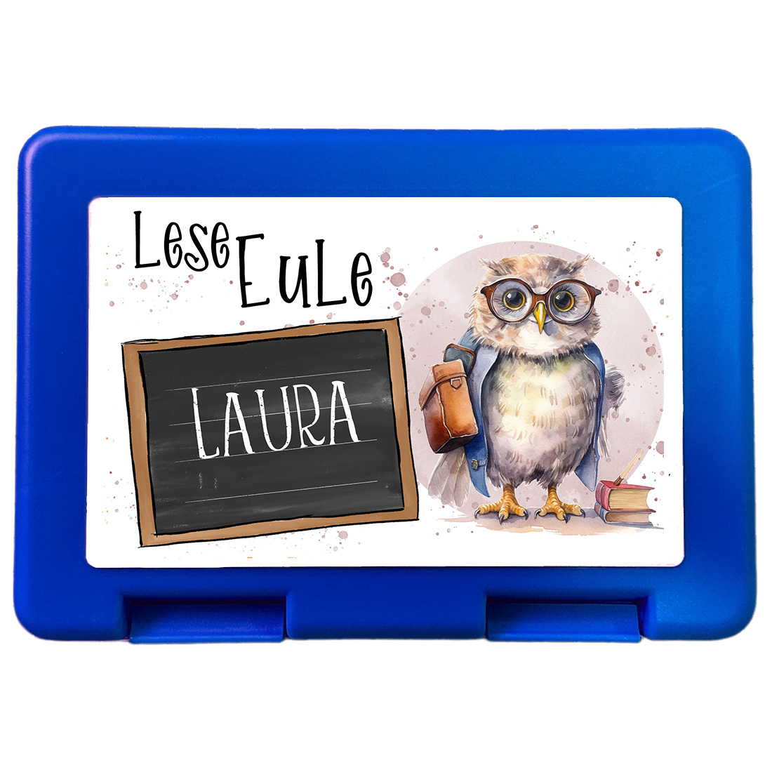 Personalisierte Brotdose für Kinder - Niedliches Lese-Eule Design