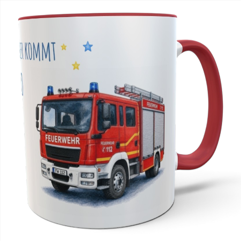 Personalisierte Feuerwehr-Tasse für Kinder mit Namen – 330 ml