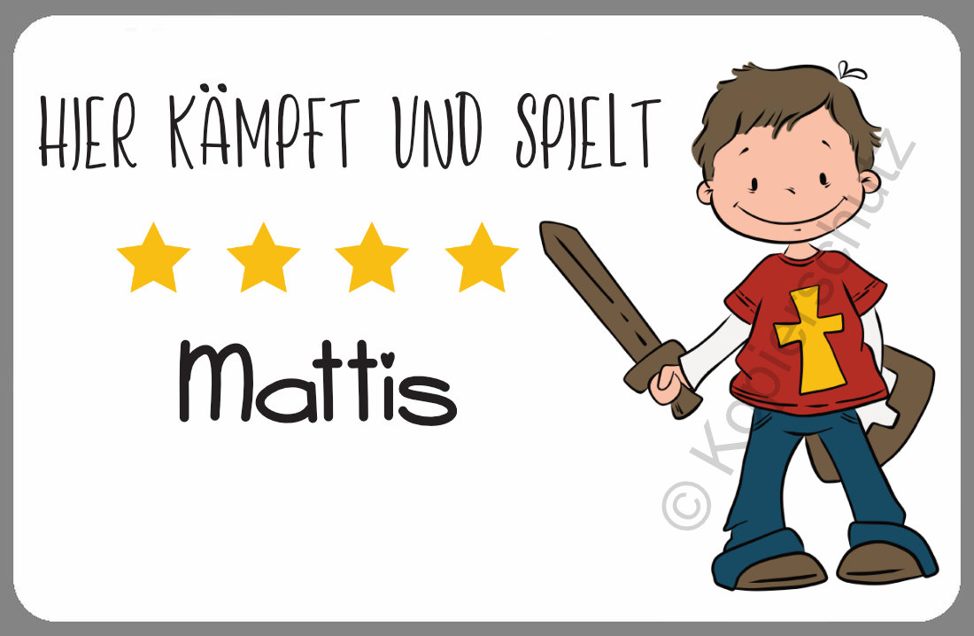 personalisiertes Türschild Ritter mit Wunschname