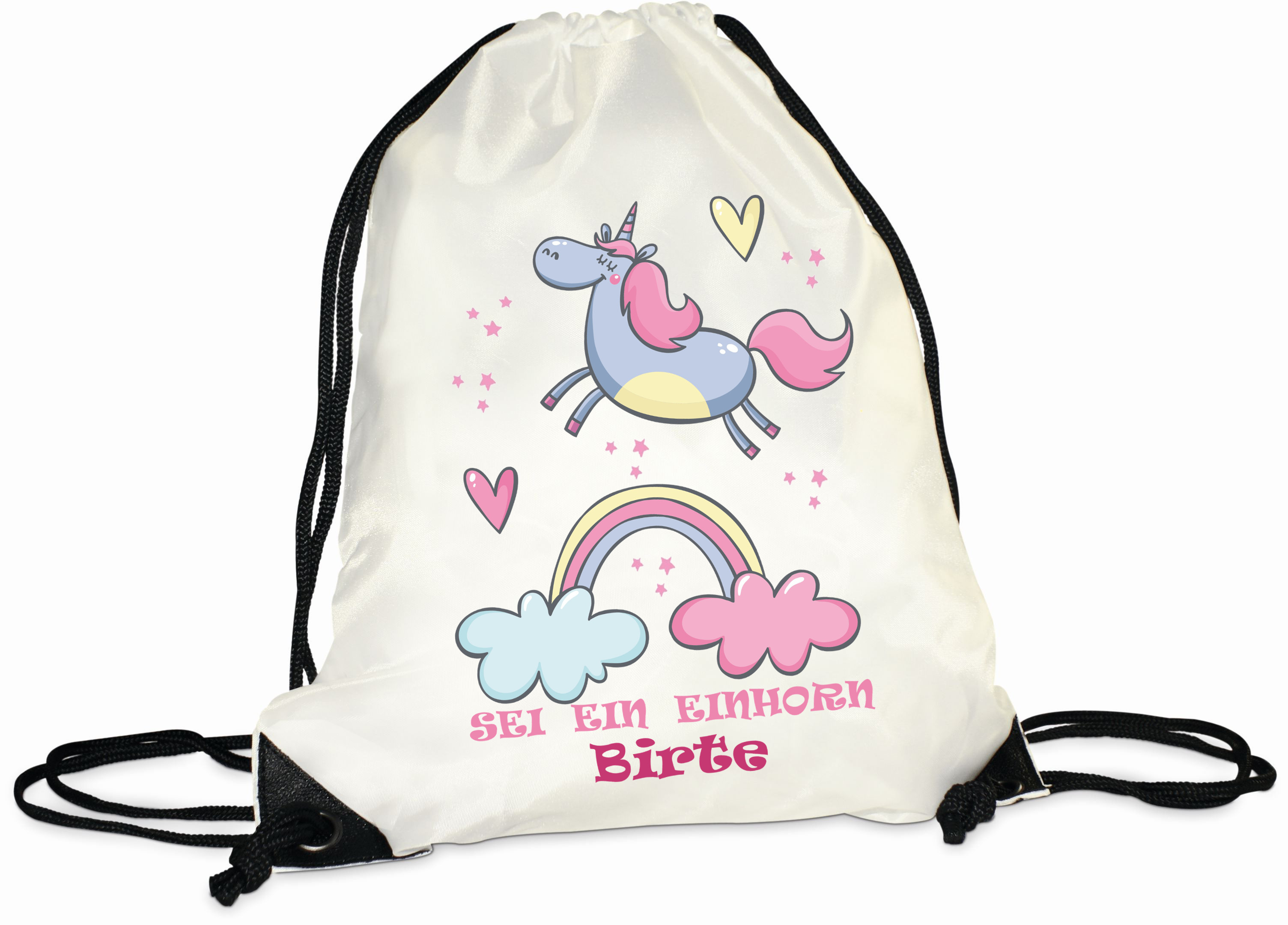 Sportbeutel Turnbeutel Einhorn mit Namen