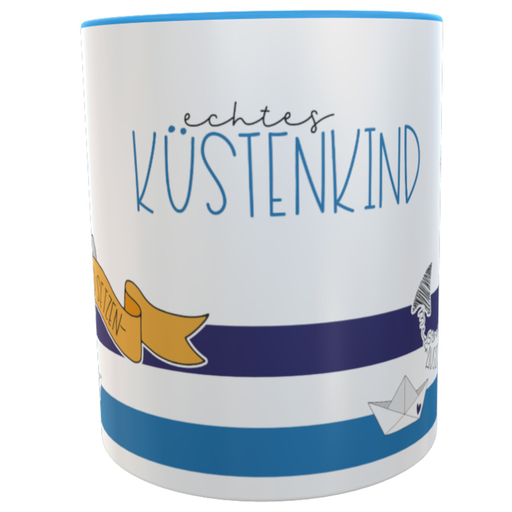 echtes Küstenkind Tasse maritimer Kaffee-Becher inkl. Geschenkverpackung
