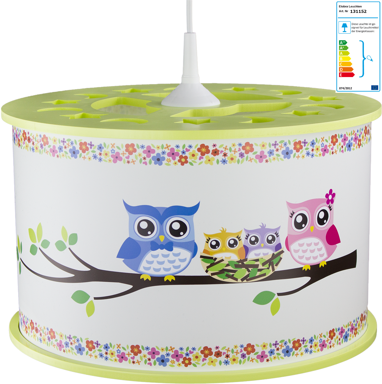 Elobra Kinderlampe Eulen lindgrün