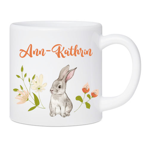Kunststoff- Kindertasse Hase mit Blumen 180 ml