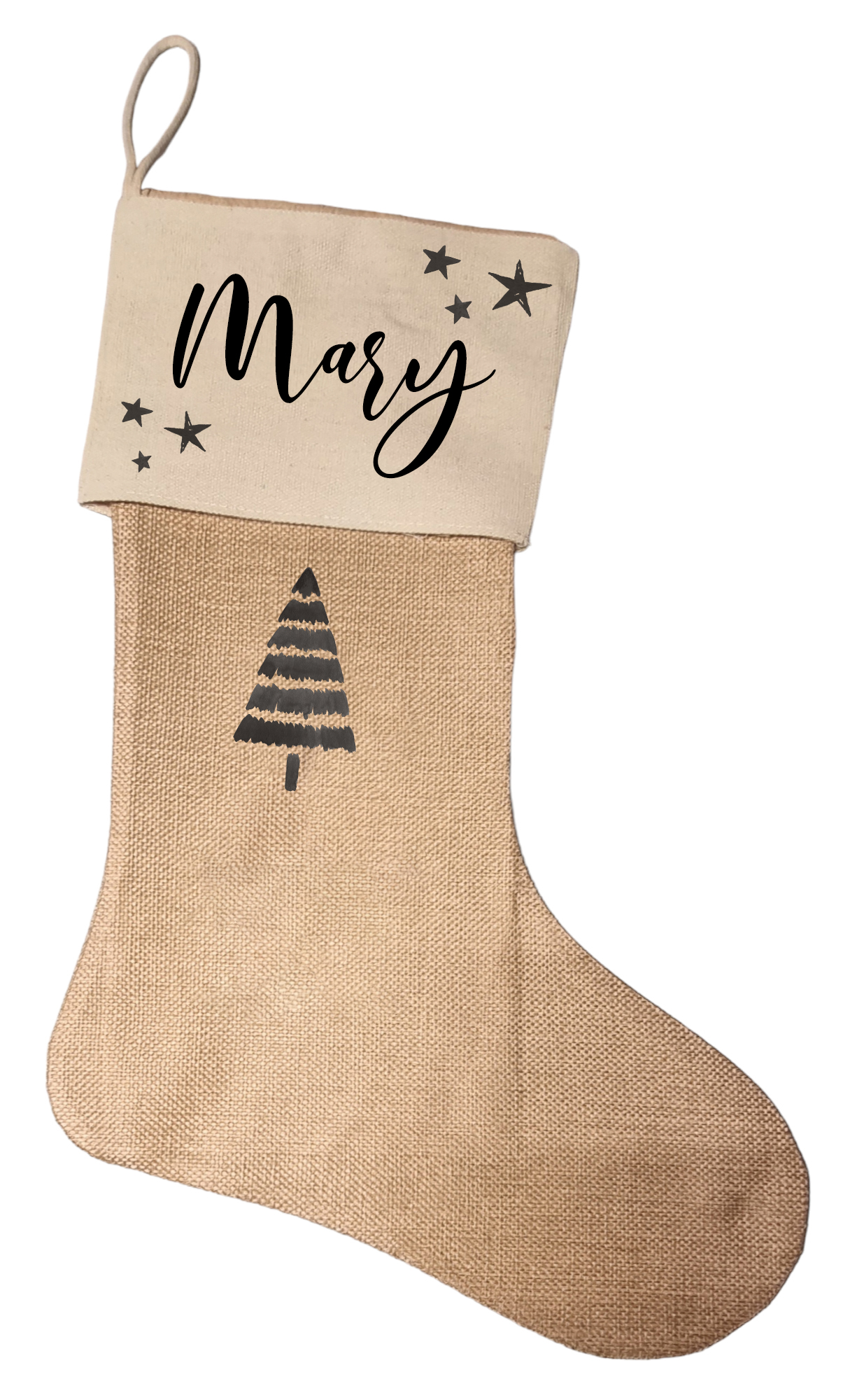 personalieserter Nikolausstrumpf zum befüllen Tannenbaum