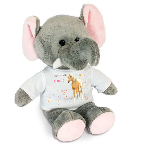 personalisierter Elefant Kuscheltier Pferdemädchen beige