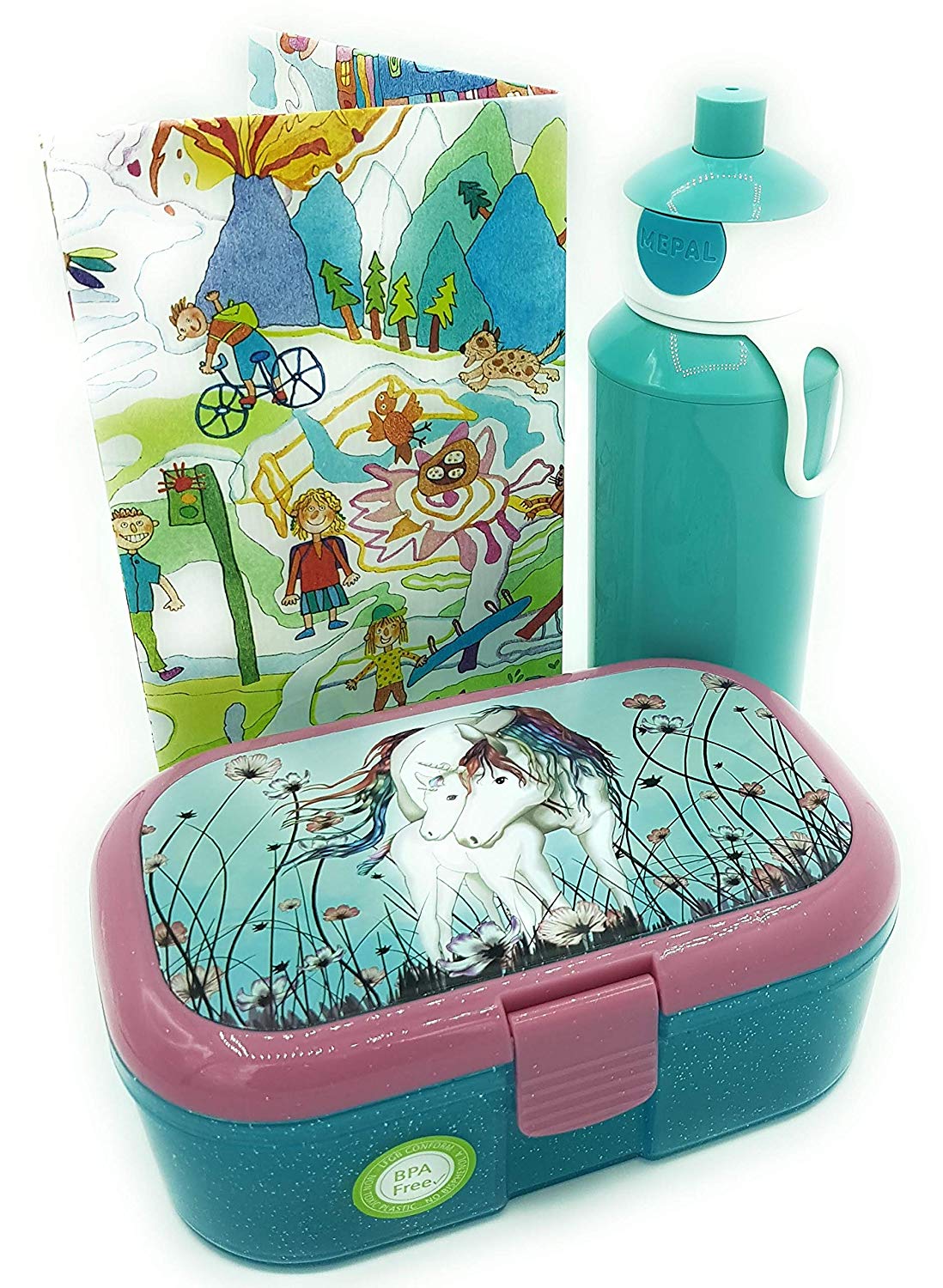 Lutz Mauder TapirElla Glitzer-Lunchbox Einhorn und Mepal Trinkflasche