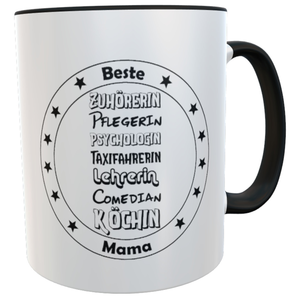 Tasse Stempel Muttertag Mama Kinder schwarz
