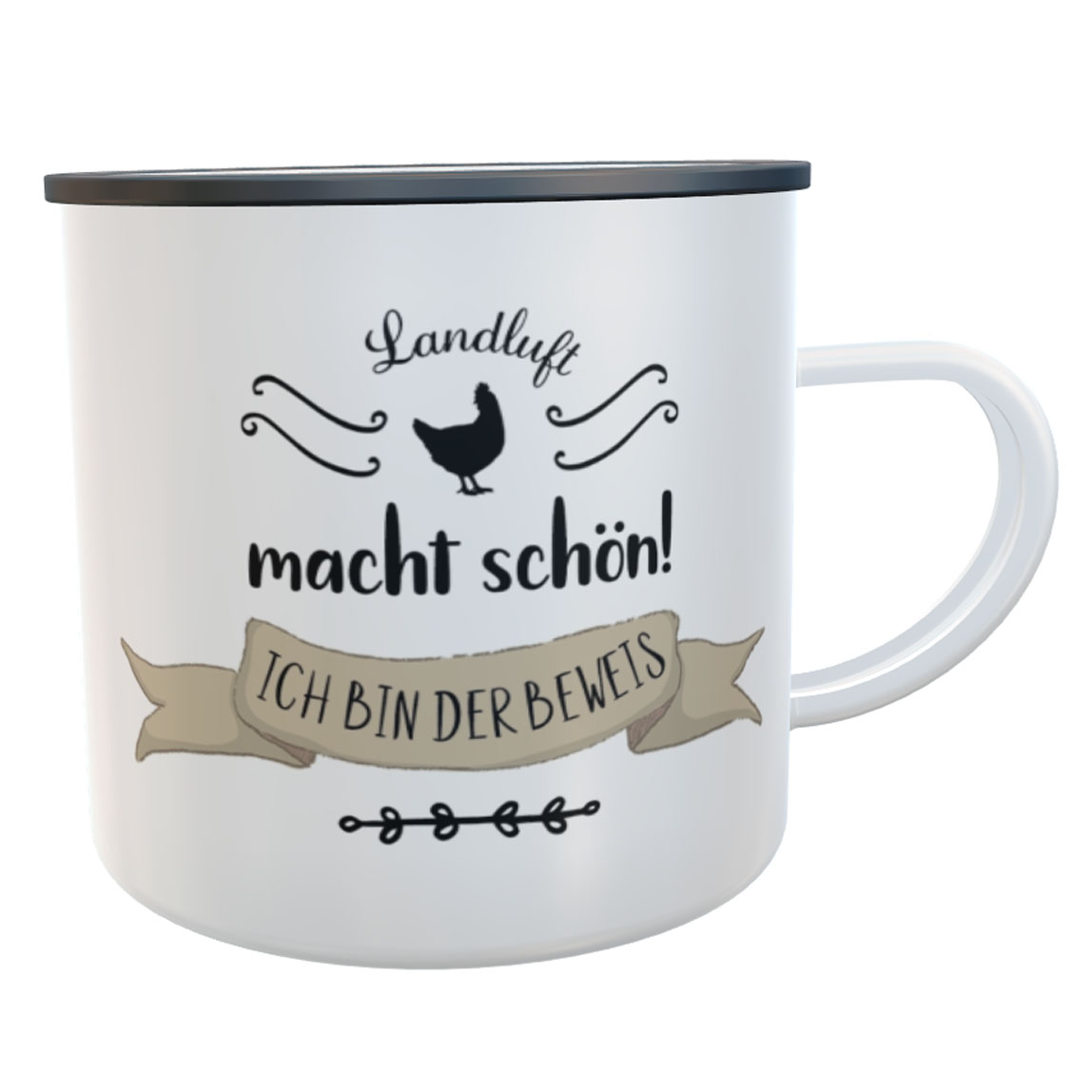 Emaille-Tasse Landluft macht schön