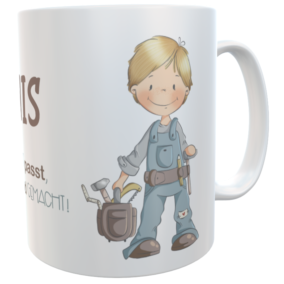 Tasse Kleiner Handwerker Spruch emmapünktchen mit Wunschname, inkl. Geschenkverpackung Keramik