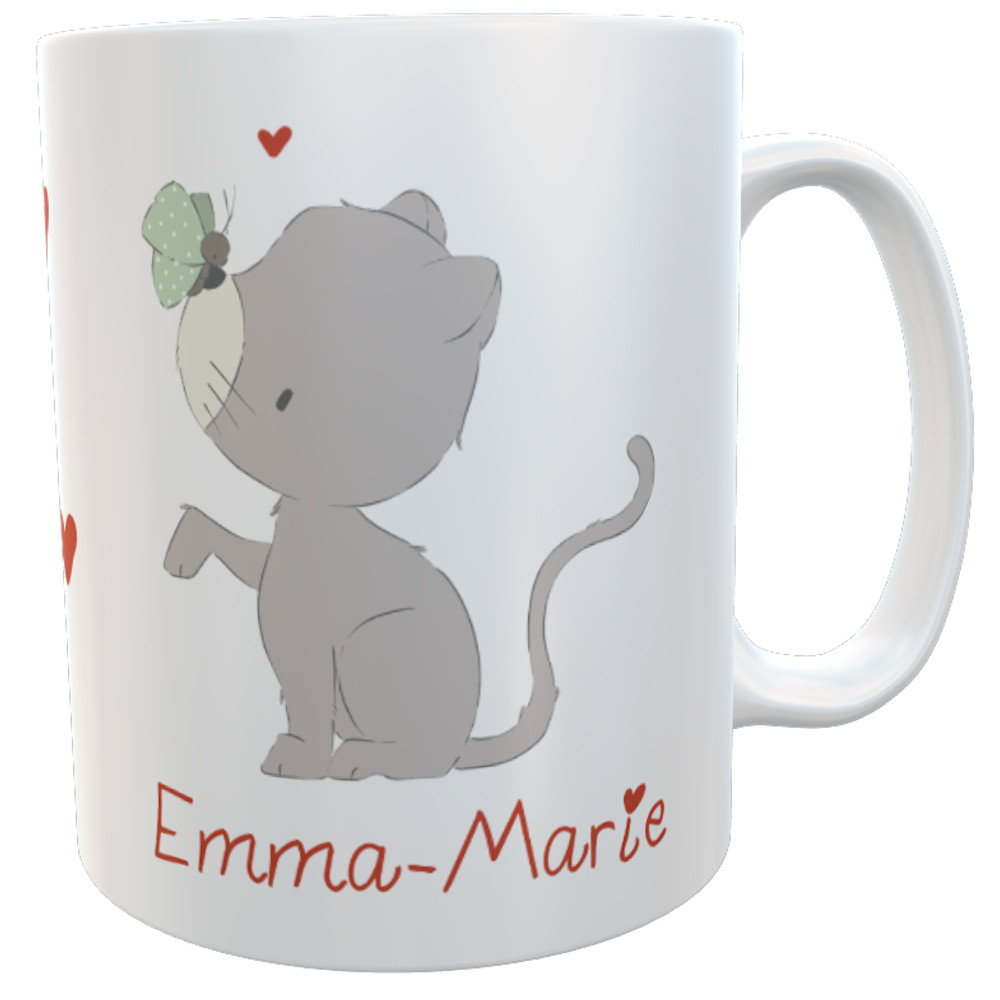 Kindertasse Kunststofftasse Katze Katerchen - emma♥pünktchen personalisiert 180ml