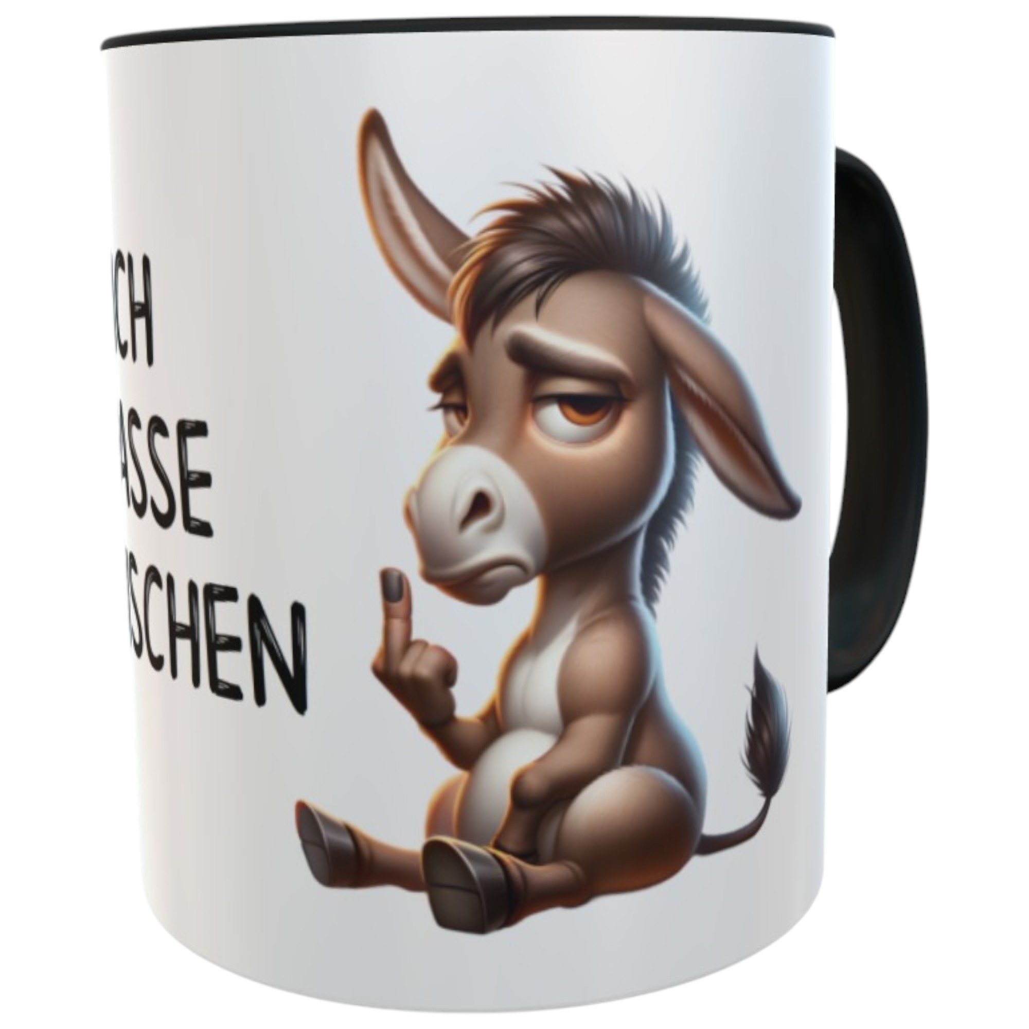Lustige Kaffeetasse mit Spruch Ich hasse Menschen - Esel mit Attitüde
