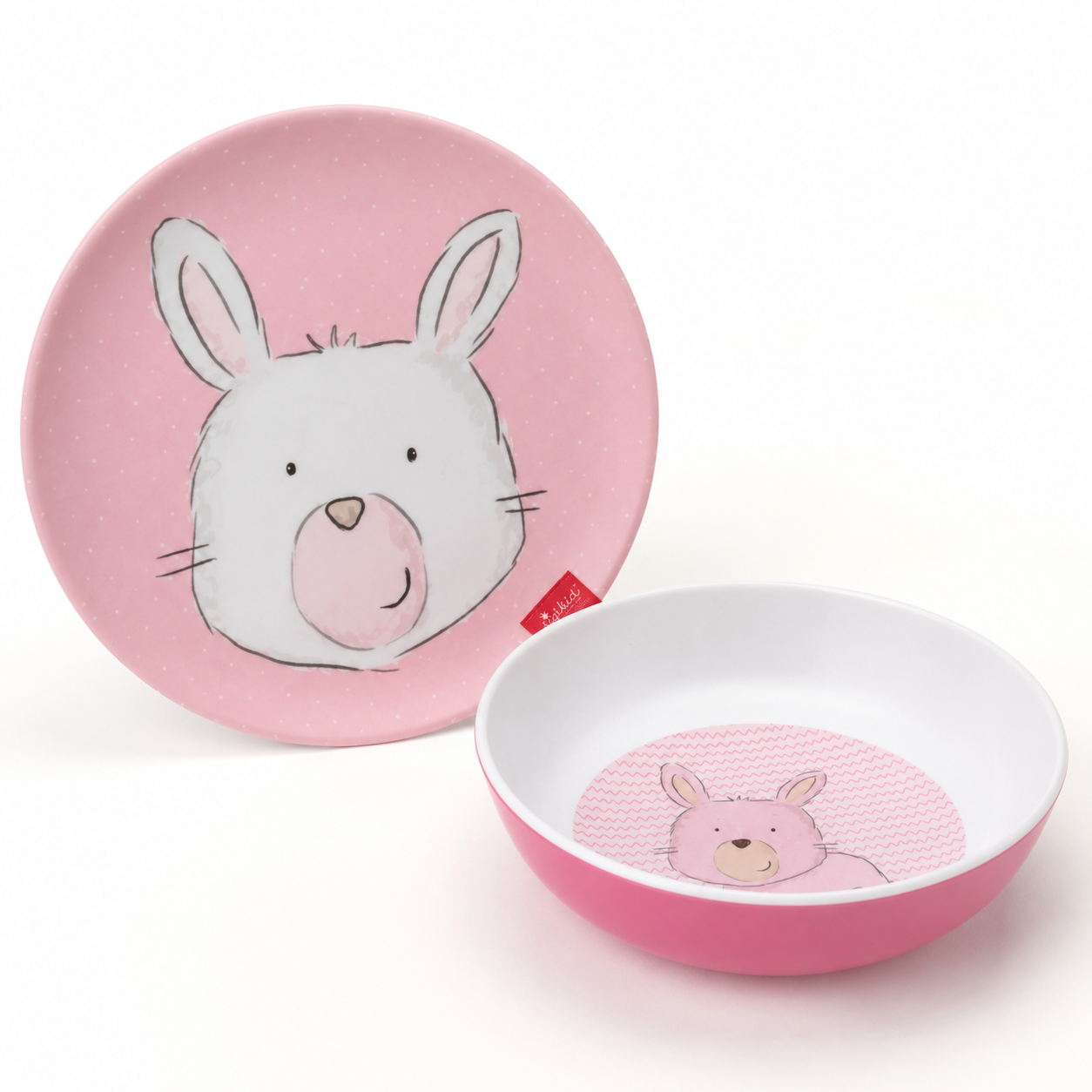 Sigikid Melamin Geschirr-Set Hase rosa Taufgeschenk 2-teilig