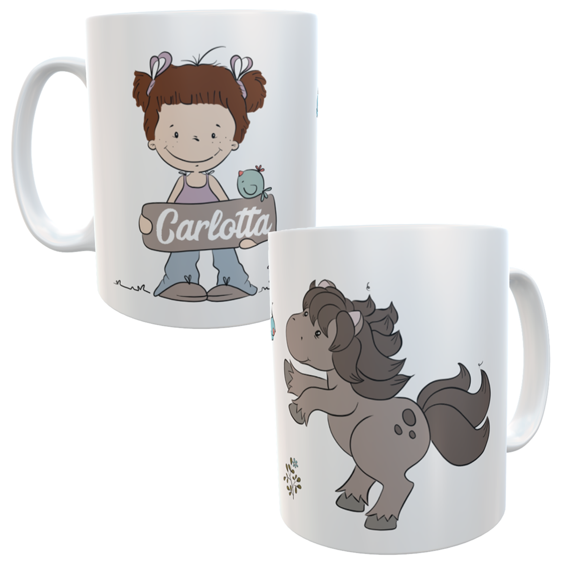 Kindertasse Pferdchen girl emmapünktchen mit Wunschname, inkl. Geschenkverpackung Keramik