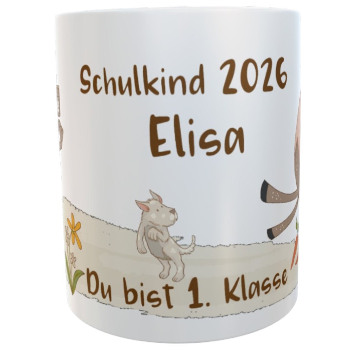 Namenstasse Pferd braun Schulkind 2026 Kindertasse