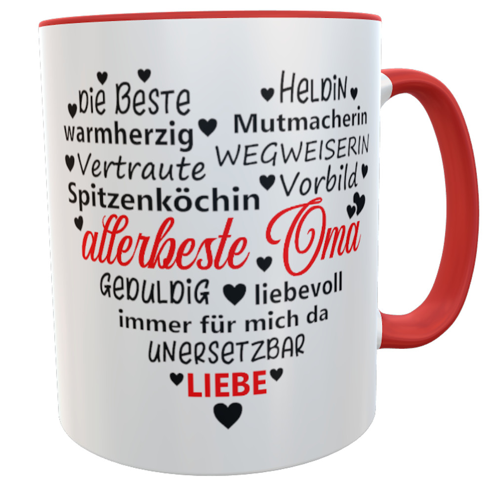 Tasse allerbeste Oma Herz Liebe rot