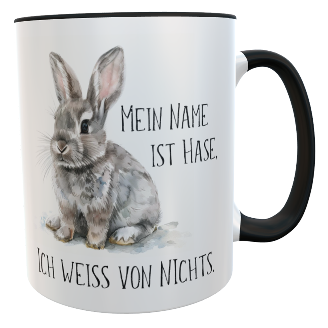 Witzige Kaffeetasse Aquarell-Hase 300ml