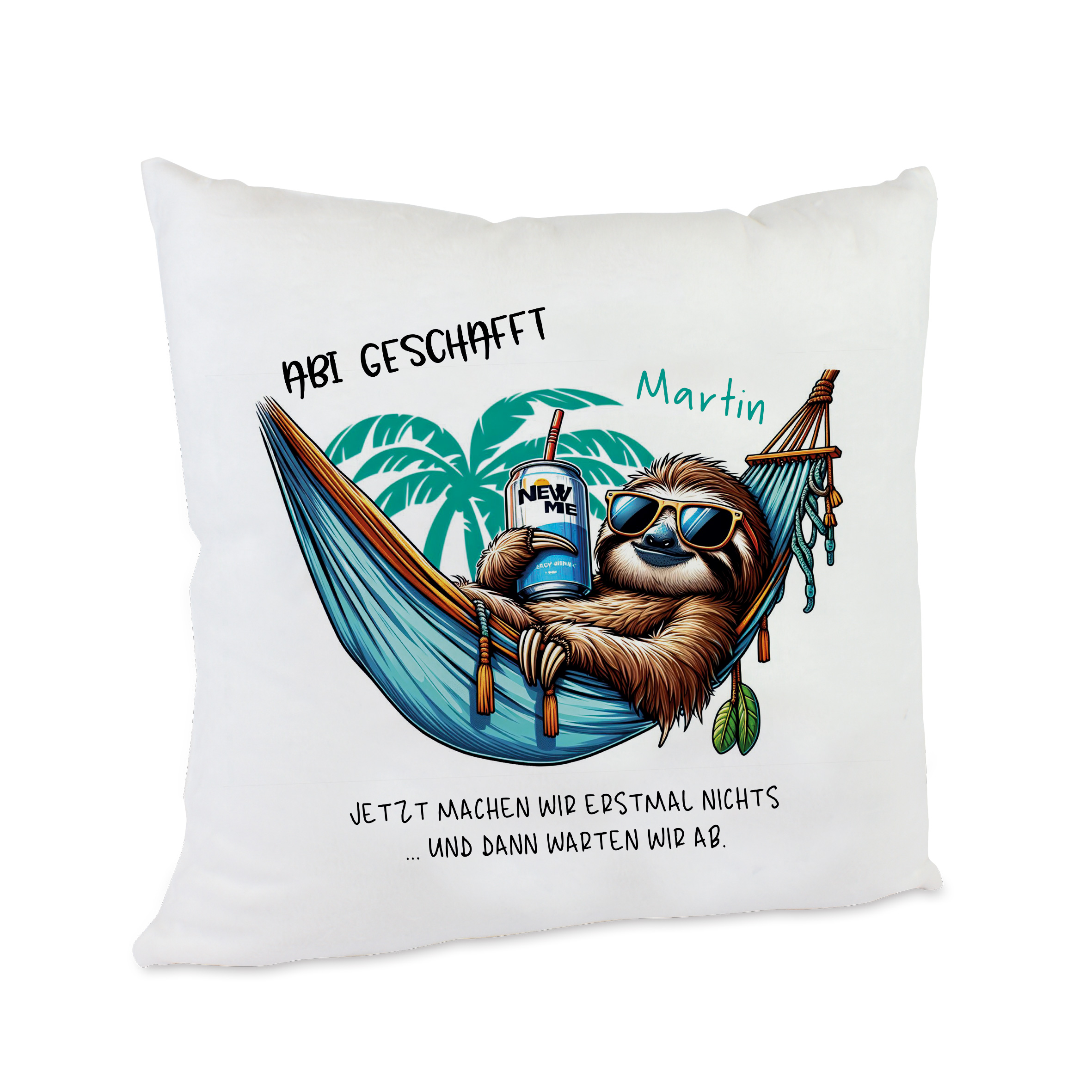 Personalisiertes Kissen ABI Faultier Chill-Out
