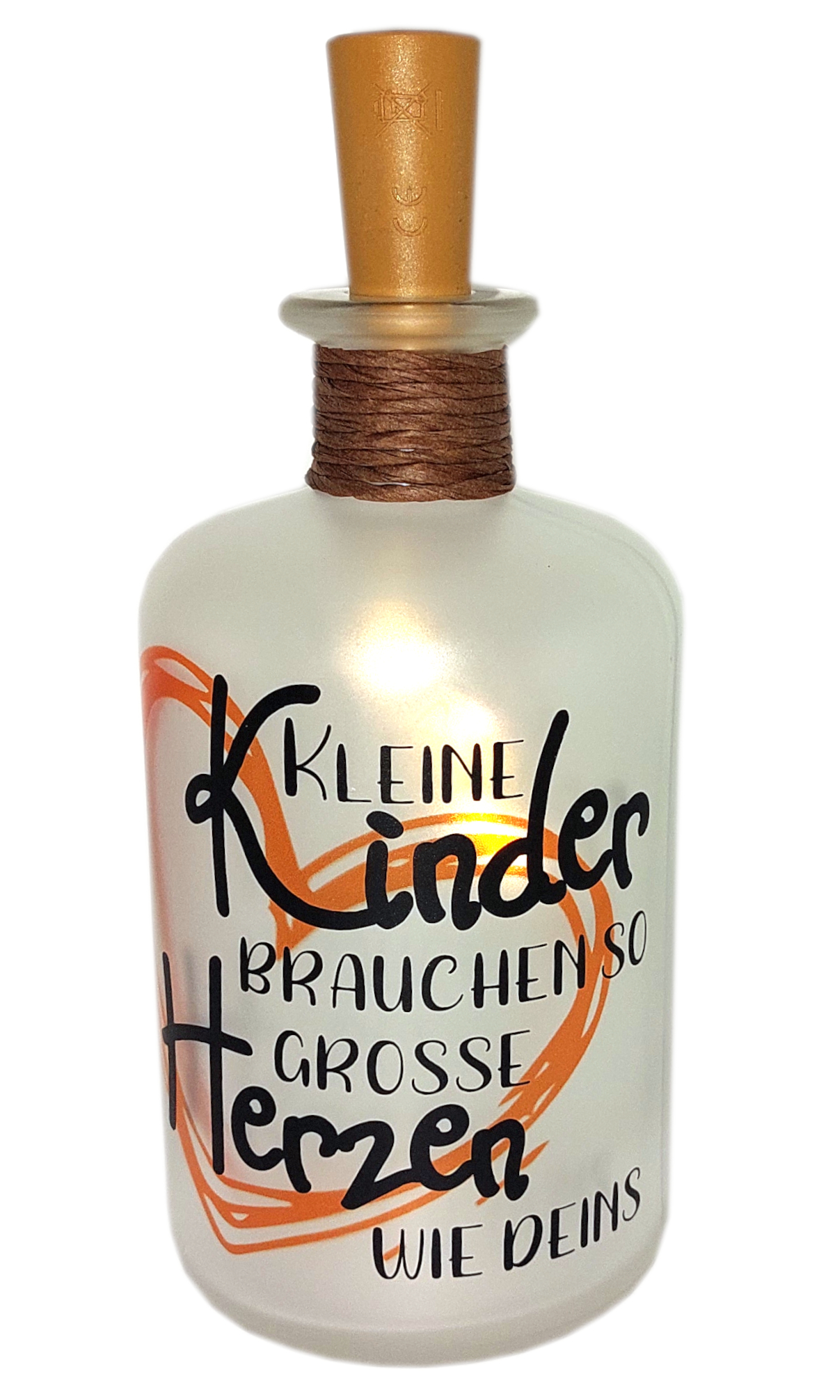 LED-Leuchtflasche Erzieherin Lehrerin Herz Geschenkflasche