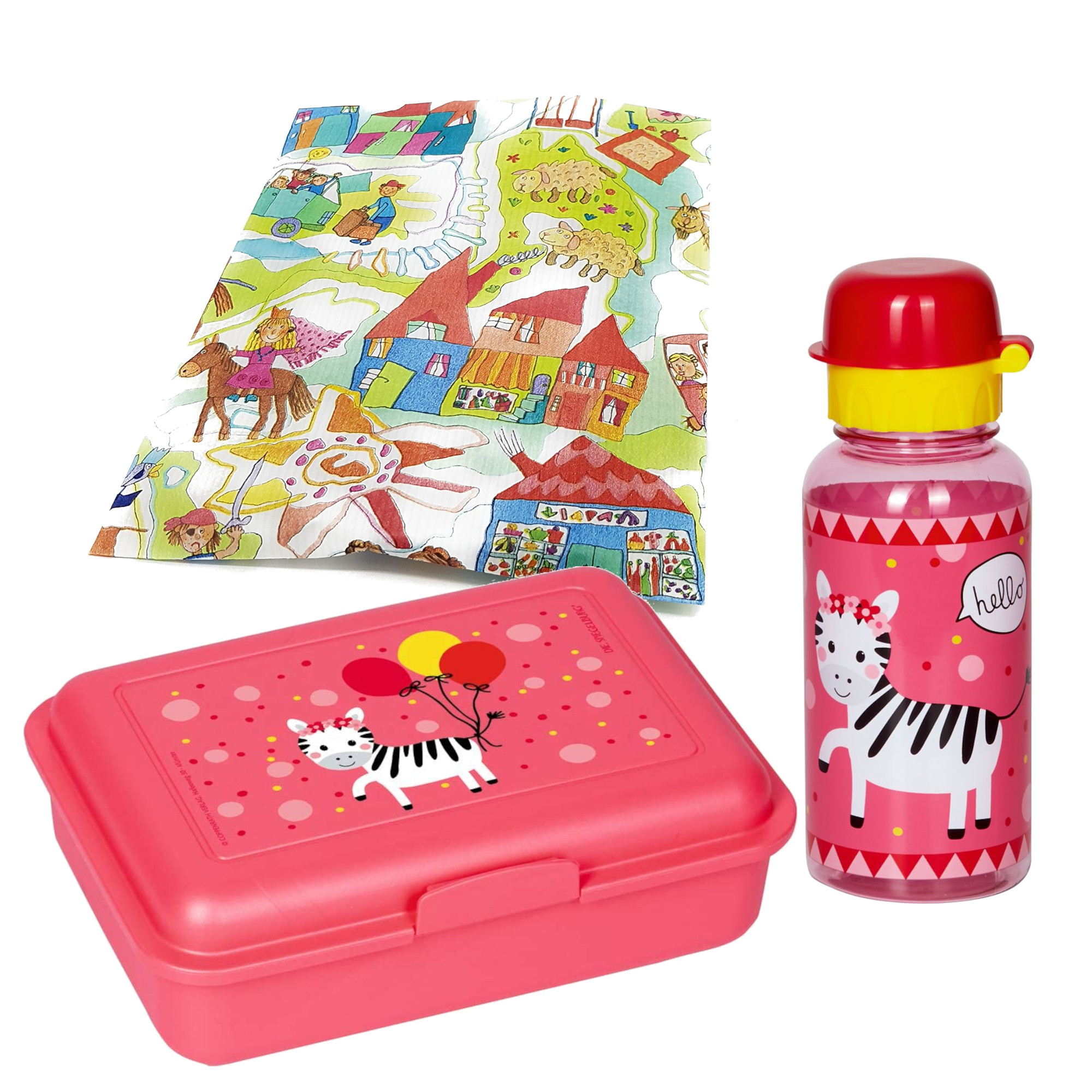 Die Spiegelburg Brotdose und Trinkflasche Zebra Mädchen