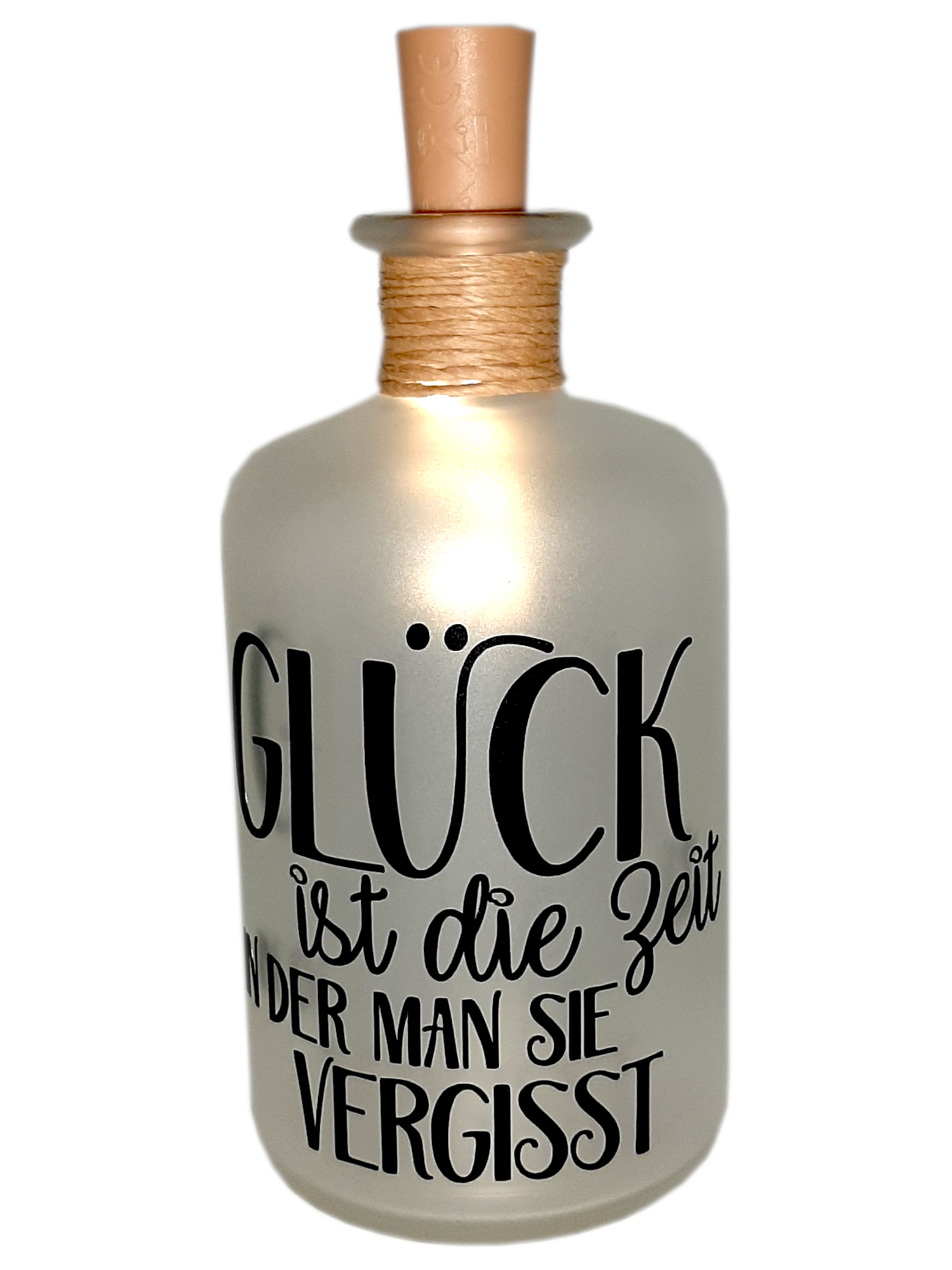 LED-Leuchtflasche Geschenkflasche Leben geniessen Glück