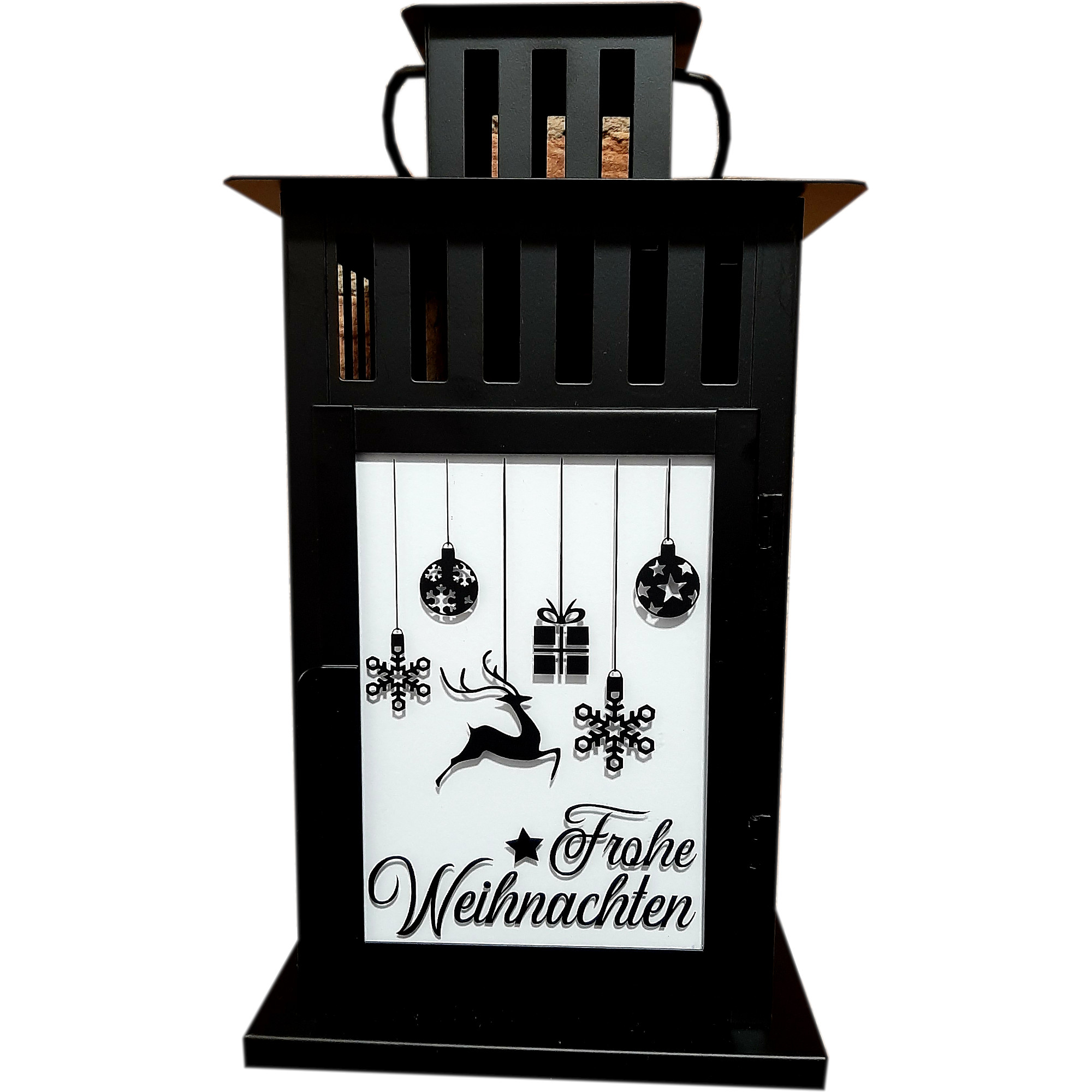 Laterne Winterzauber Weihnachten schwarz