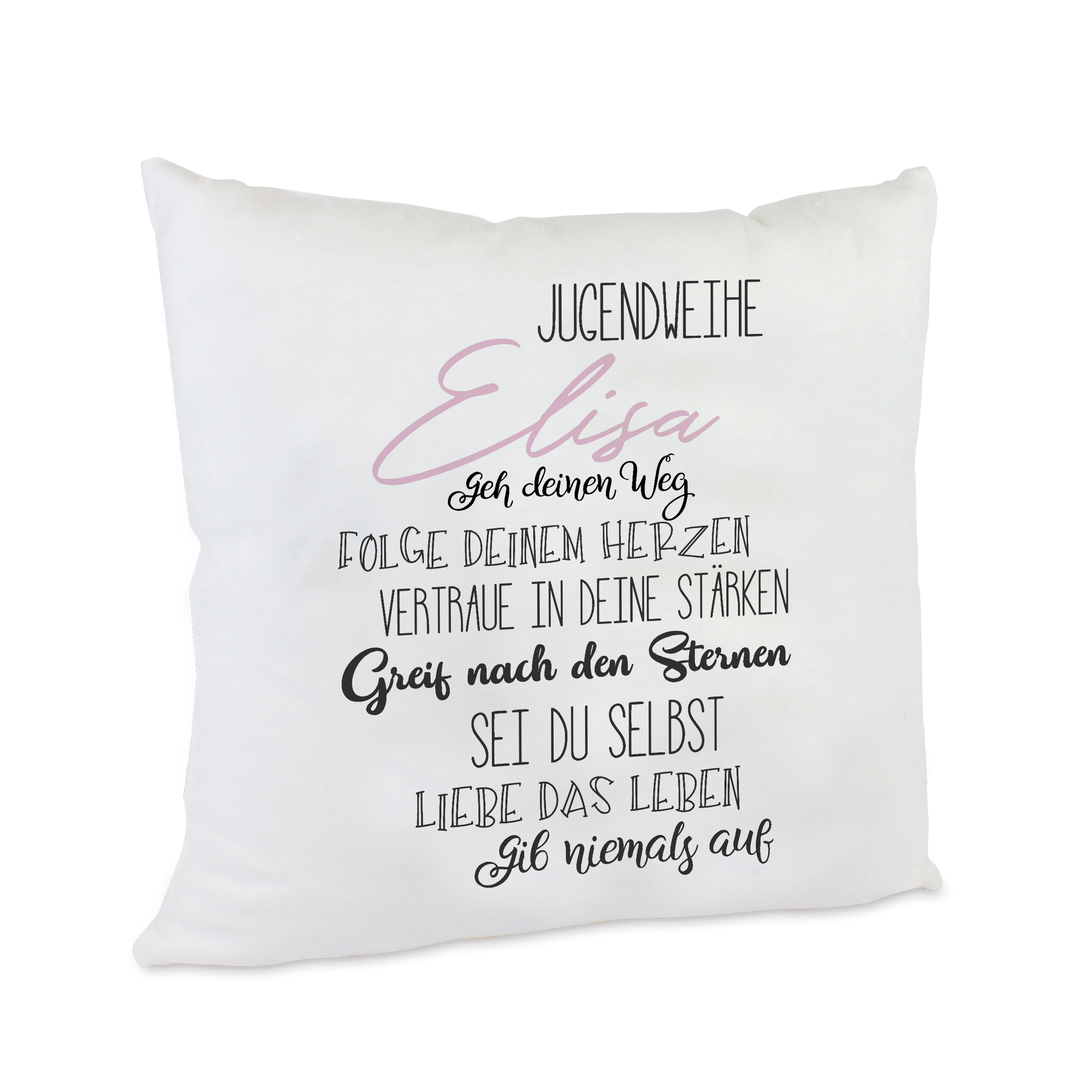 Personalisiertes Jugendweihe-Kissen Lebenswege mit inspirierenden Sprüchen Mädchen