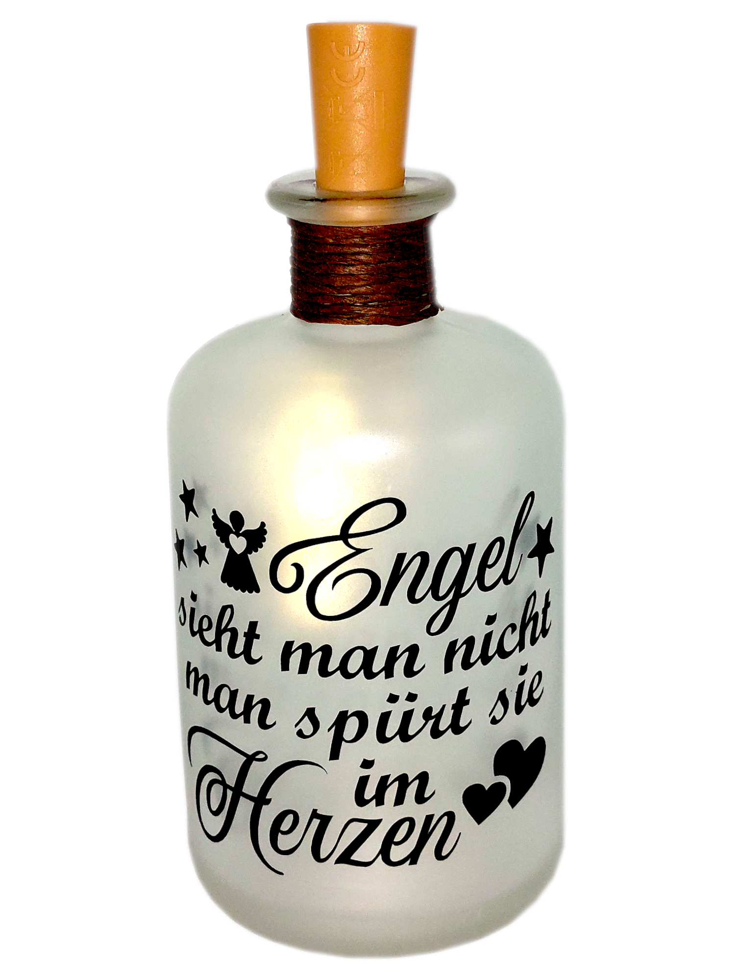LED-Leuchtflasche Trostlkerze Spruch