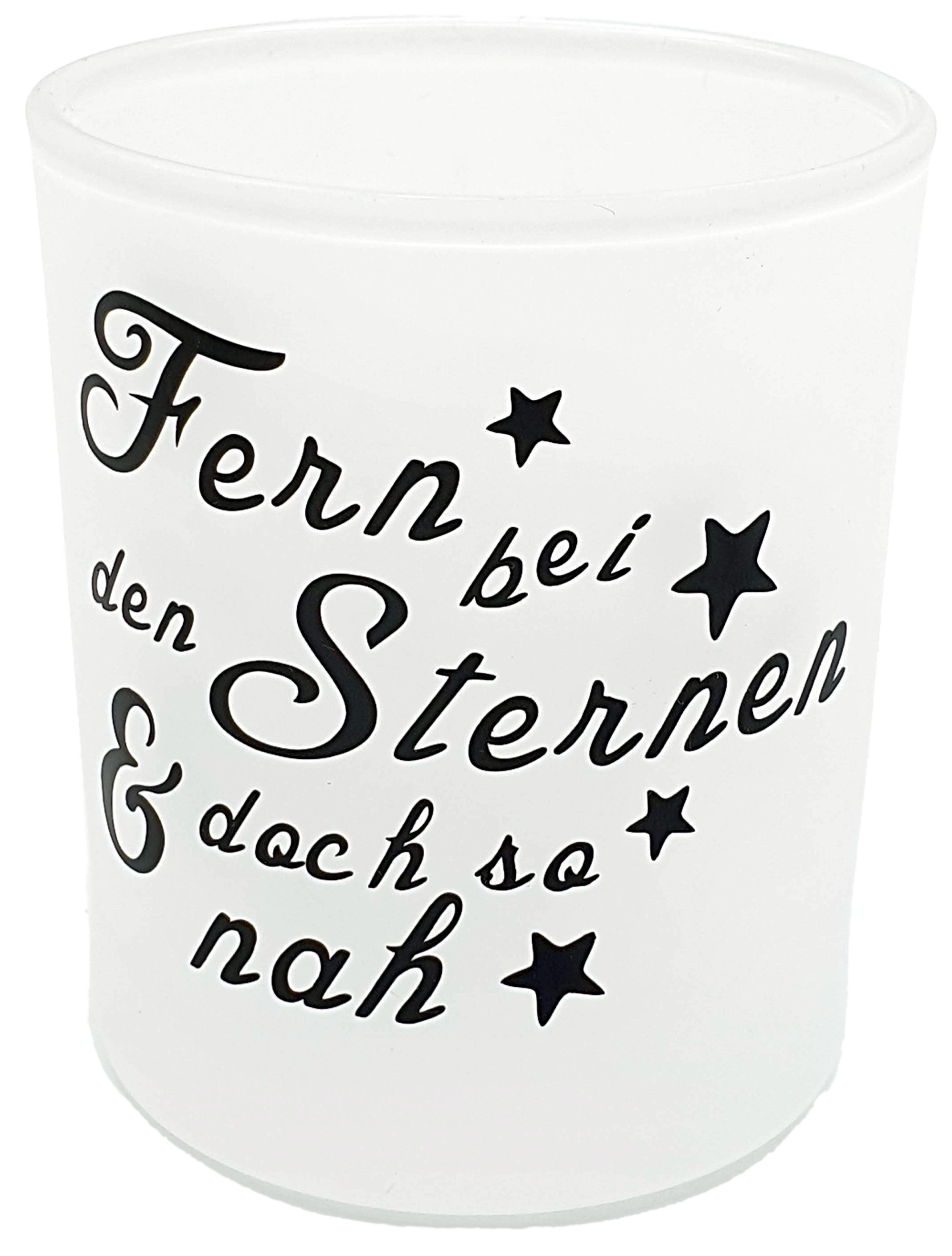 Teelichtglas Trauerlicht mit Spruch