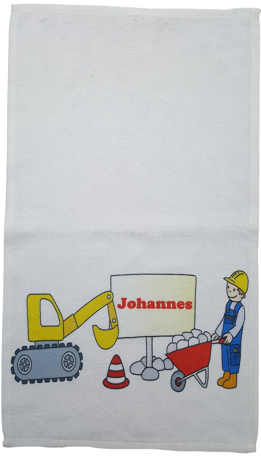 Kinderhandtuch Baustelle mit Wunschname - personalisiertes Handtuch-Baustelle