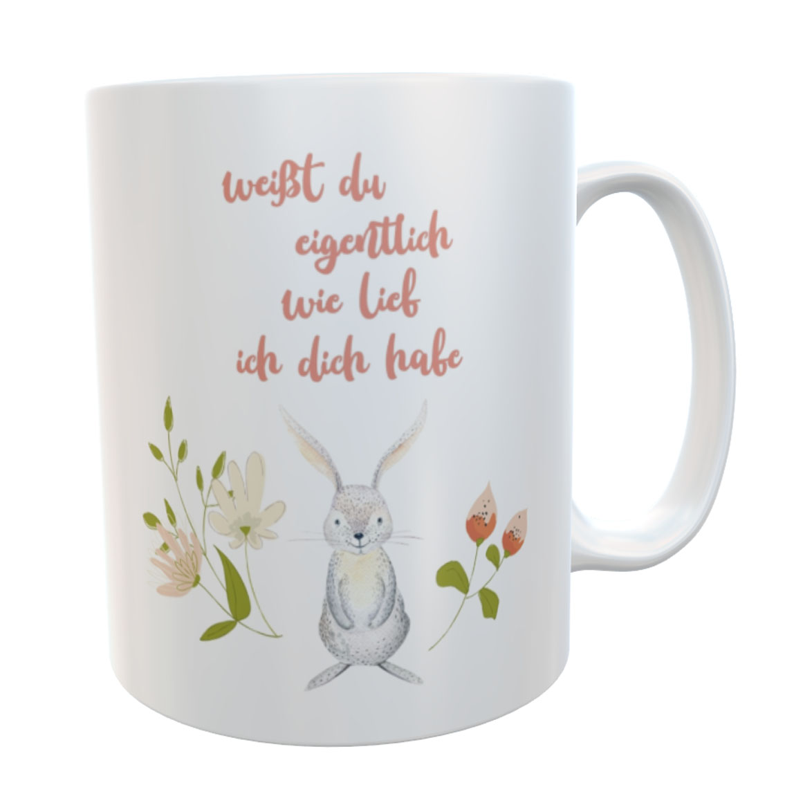 Personalisierte Kinder Kunststofftasse mit Name & Hasenmotiv