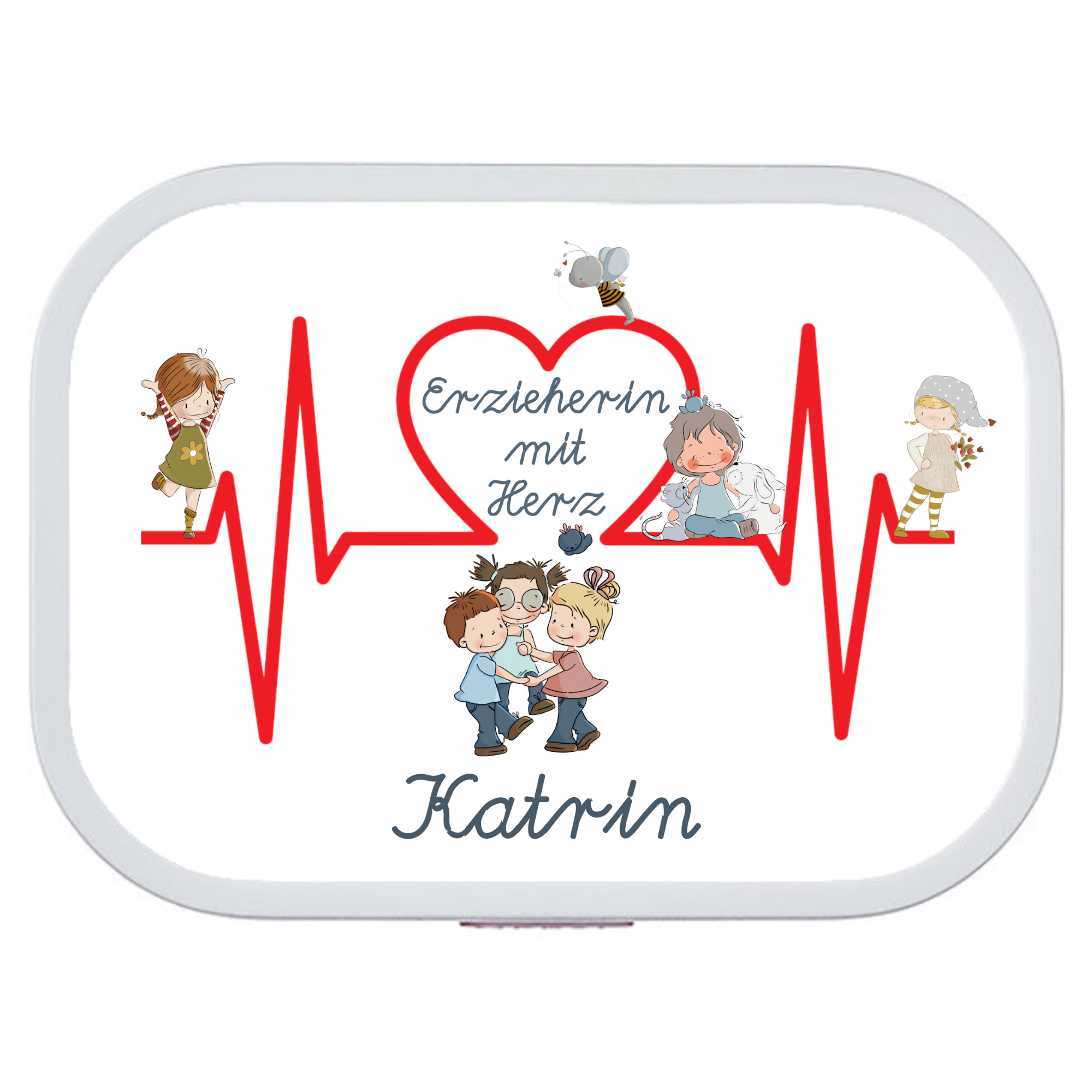 personalisierte Brotdose Mepal Erzieherin mit Herz Abschiedsgeschenk