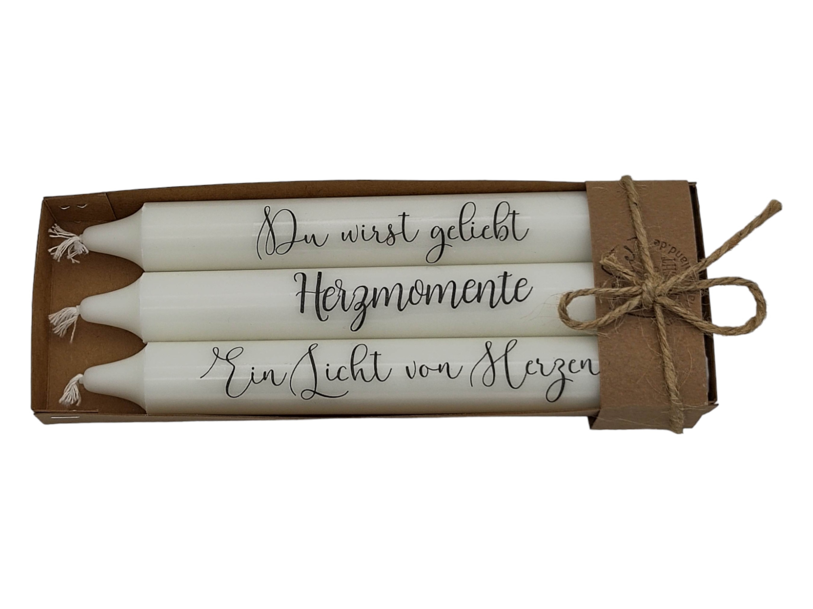 Kerzenset Herzlichter - 3 Stück mit Sprüchen