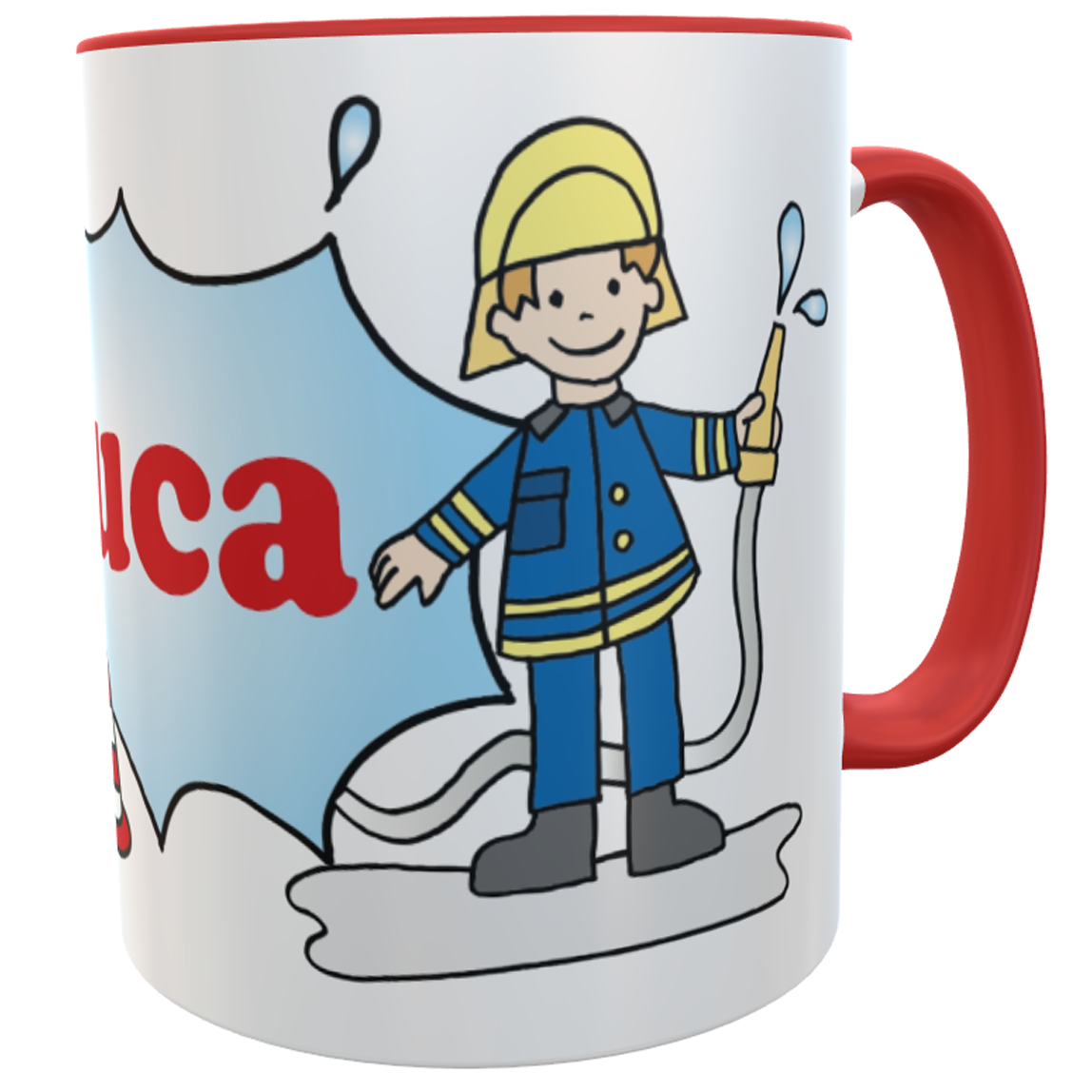Namenstasse Feuerwehr - personalisierte Kindertasse rot