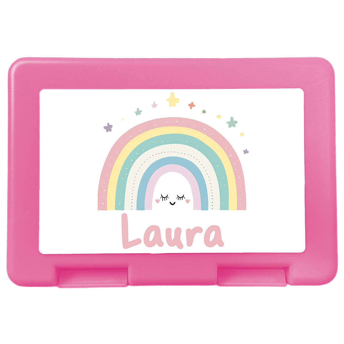 Personalisierte Brotdose für Kinder - Bunte Regenbogen-Lunchbox mit Namen