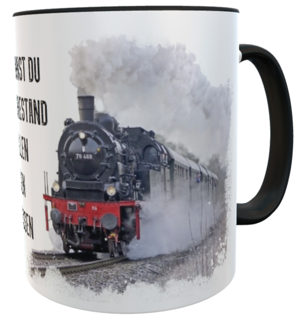 Kaffeebecher Dampflok nostalgie Ruhestand Tasse bunt