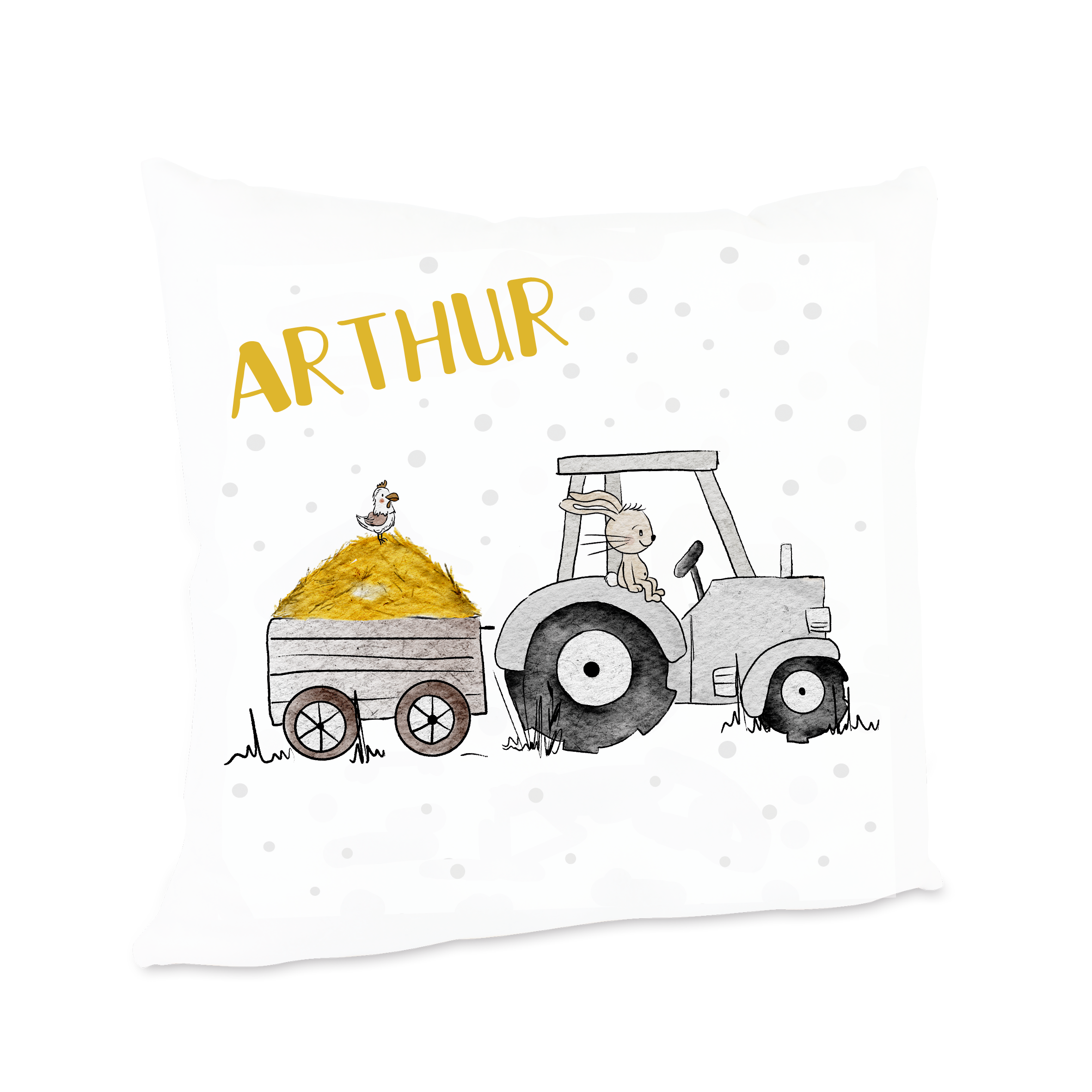 Personalisiertes Kissen Traktor Hase 40 x 40 cm