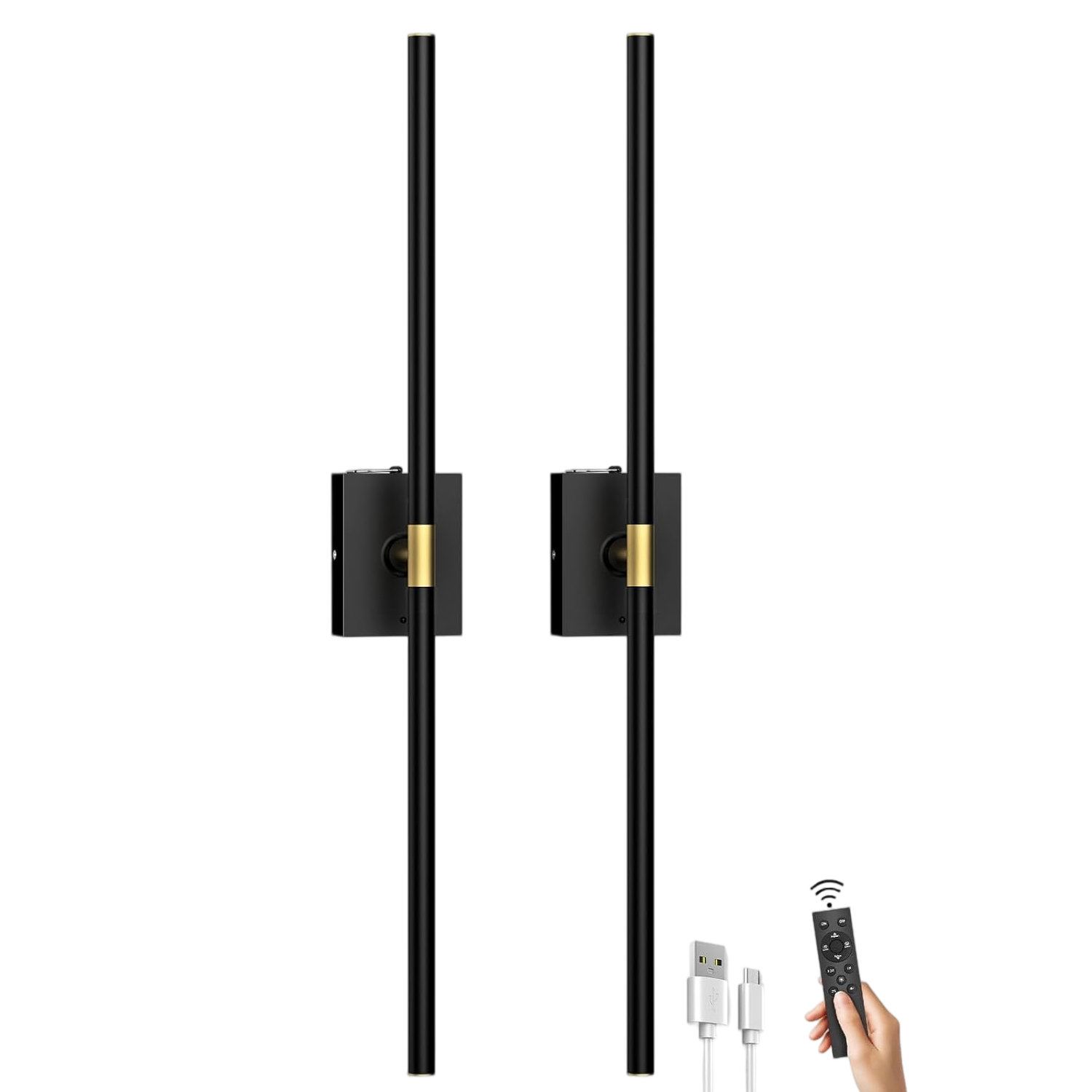 Wireless Battery Operated Wall Sconces Set of 2 (31.5")
