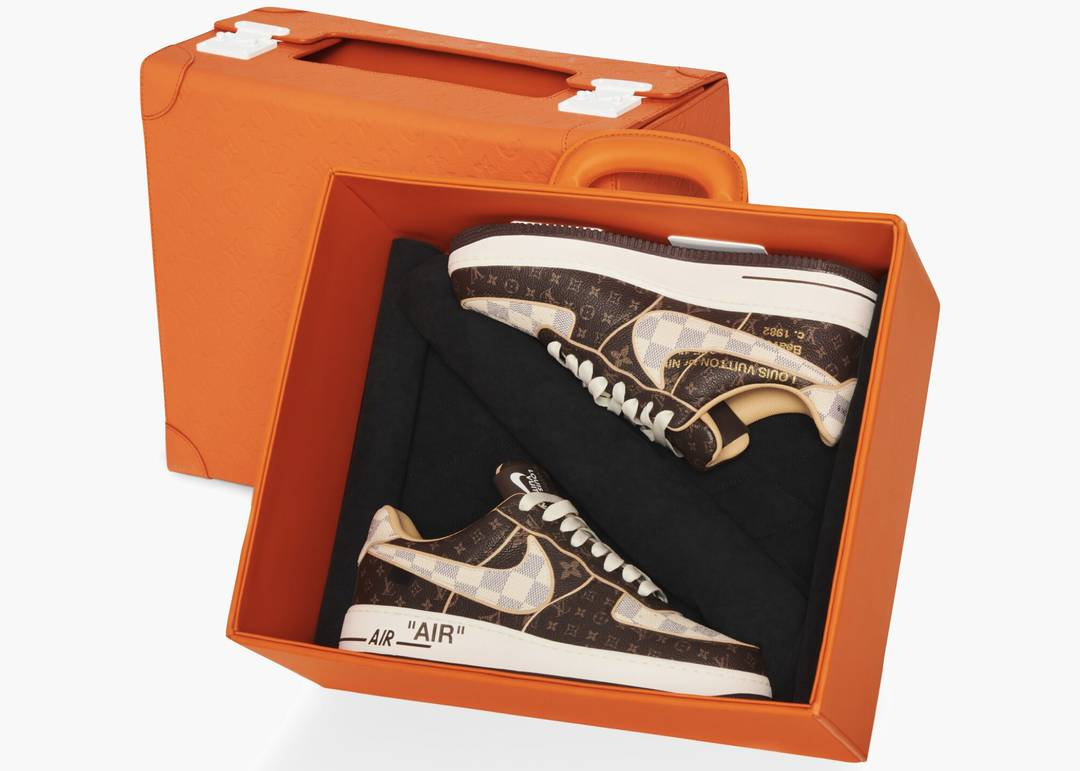 Nithtke Aithtr Force 1 Low Louithts Vuithttton Monogram Brown Damithter Azur